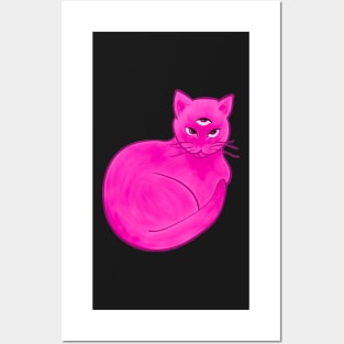 Third eye pink cat Posters and Art